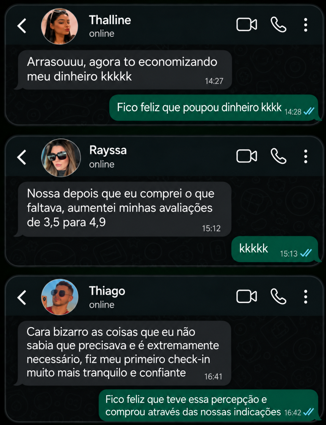 Conversa com Thiago: descobriu coisas que precisava e fez seu primeiro check-in muito mais tranquilo e confiante.